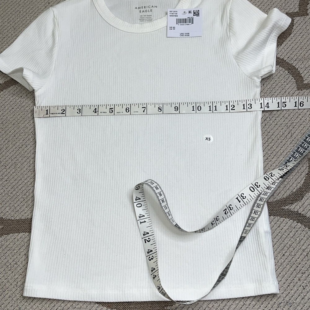 American Eagle Outfitters Hey Baby tee White Short Sleeve Tee Classic Crew Neck - Picture 5 of 9